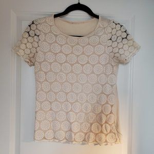 Bohemian Style Short Sleeve Shirt with Flower Lace Detailing